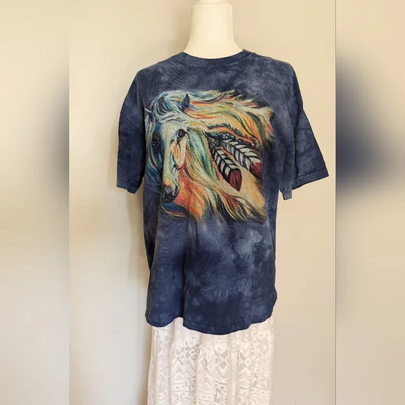 Vintage Tie-Dye Horse Graphic Tee sz L - Picture 2 of 5